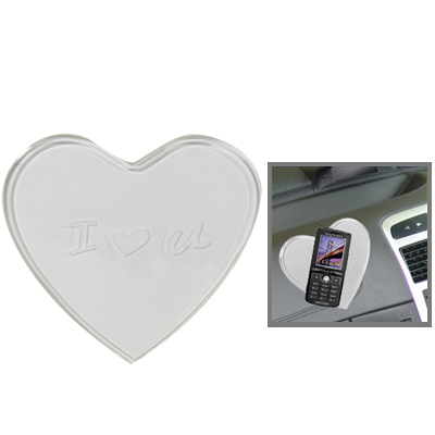 Heart Shaped Car Anti-Slip Mat Super Sticky Pad for Phone / GPS/ MP4/ MP3 (Transparent)